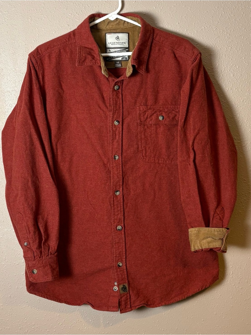 Legendary Whitetails Men's Rust Red Button-Down Shirt